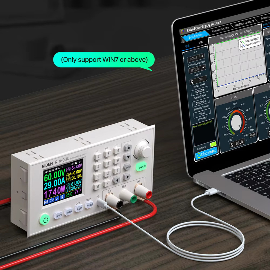 Diymore RD6030W Einstellbares Tischnetzteil mit WiFi und USB-C, 60V 24A Buck Converter zur Batterieladung - Bild 4