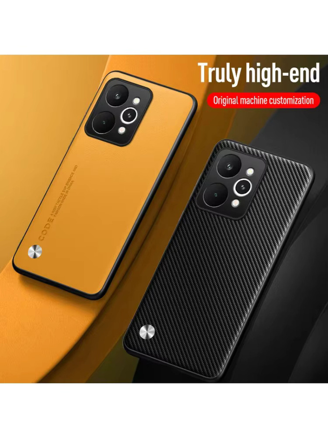 Luxus Silikon und PU Leder Hülle für Realme P4 Power in Schwarz mit Kameraschutz und stoßfestem Bumper - Bild 3