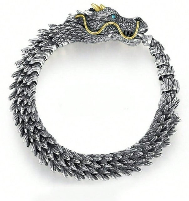 XYNN Armband, Drache, Messing, antik silber, Herren - Bild 1