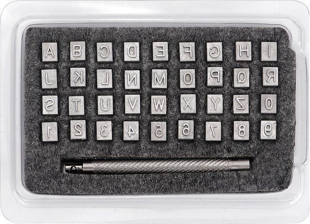 QJH Leder-Stanzwerkzeug-Set mit englischen Buchstaben, digitalen Zahlen und Stahl-Stanzgriff - Bild 1