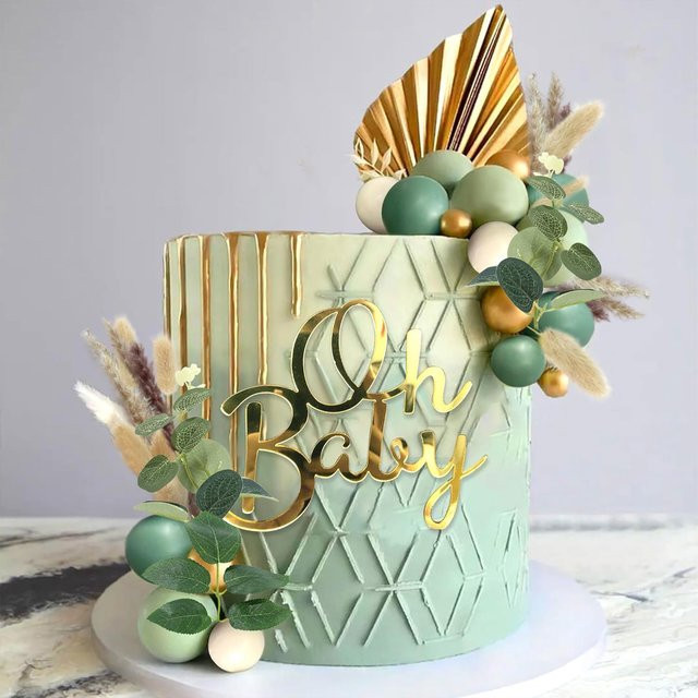 LaVenty Grüner Cupcake-Topper als Kuchendekoration für Gender Reveal Partys - Bild 1