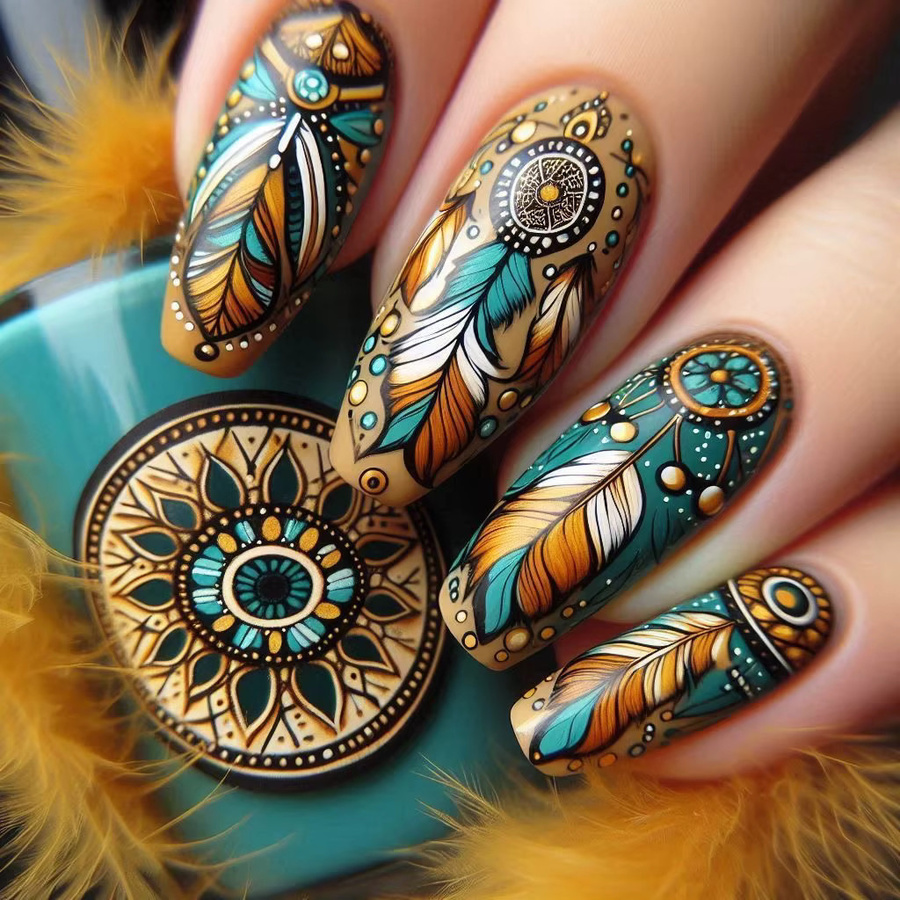24 Stück Set künstliche Nägel Ballett-Nagelspitzen, Herz, Blumen-Design - Bild 1