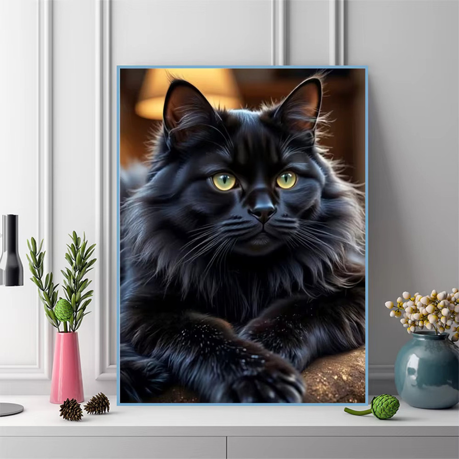 Momoart DIY Diamant Mosaik Set Schwarze Katze als Wanddekoration B/H: 30 x 20 cm - Bild 3
