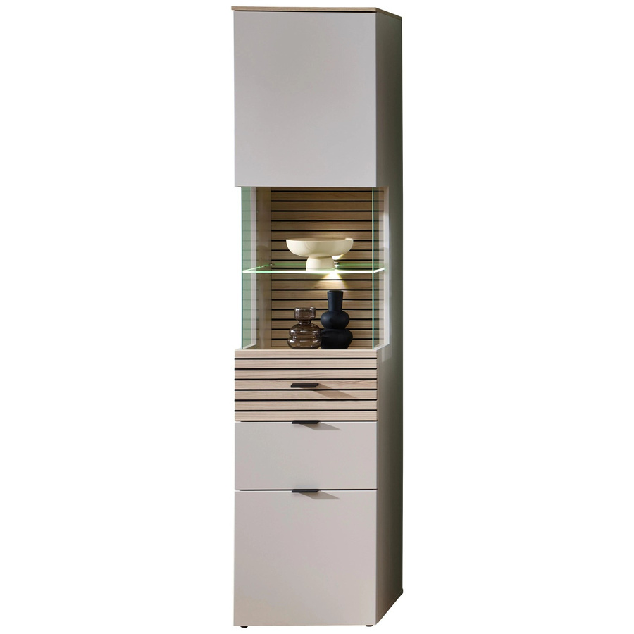 Premium Living Vitrine Memphis in Eichefarben und Kaschmir mit Soft-Close-Türen und Glas, B/T/H: 200 x 45 x 36 cm - Bild 2