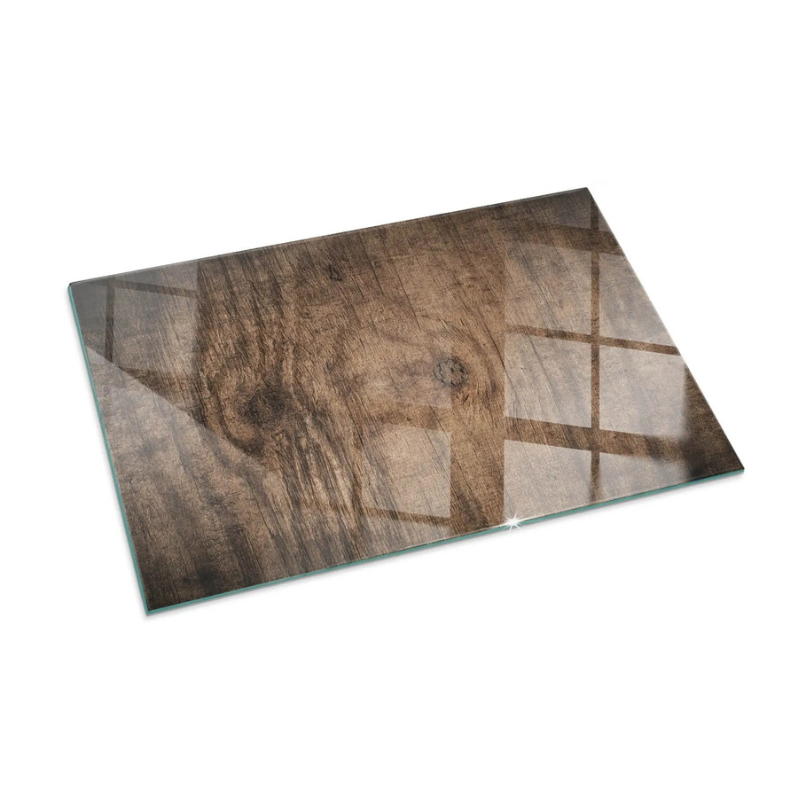 Tulup Glasplatte für Kamin mit natürlichem Holzmuster in Braun, B: 100 cm, H: 70 cm - Bild 2