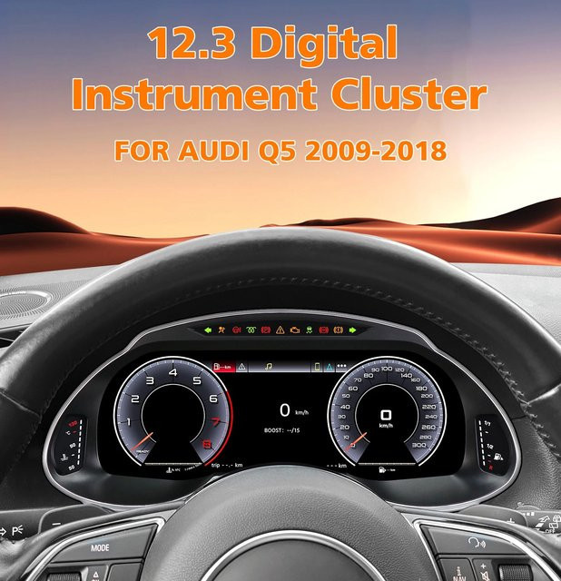 OSSURET 12,3 Zoll Digitales Display für Audi Q5 2009-2018 mit Android Auto und Carplay in Schwarz - Bild 1