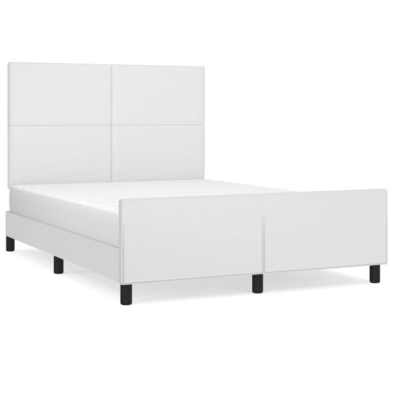 Vidaxl Polsterbett mit Kopfteil in Weiß mit Kunstleder Bezug B: 140 cm, L: 200 cm - Bild 1