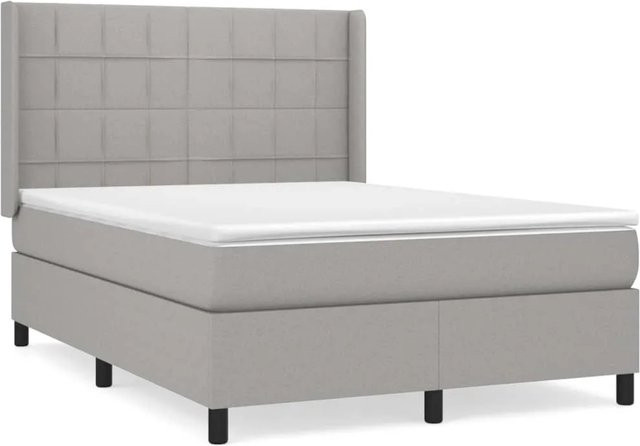 vidaXL Boxspringbett mit Matratze Hybrid-Design in Hellgrau, B/T/H: 140 x 190 cm - Bild 1