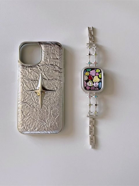 Uhrenarmband Edelstahl, Silber, Stern, Diamant, Kristall, Unisex - Bild 1