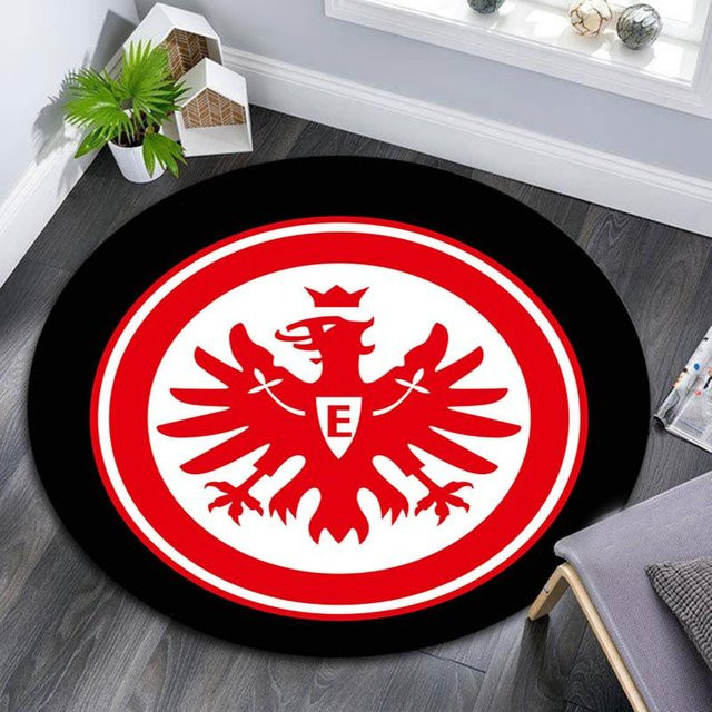 Runder Teppich Eintracht Frankfurt von HAPPYDAYSET, schwarz, Durchmesser: 120 cm, rutschfest und waschbar - Bild 1