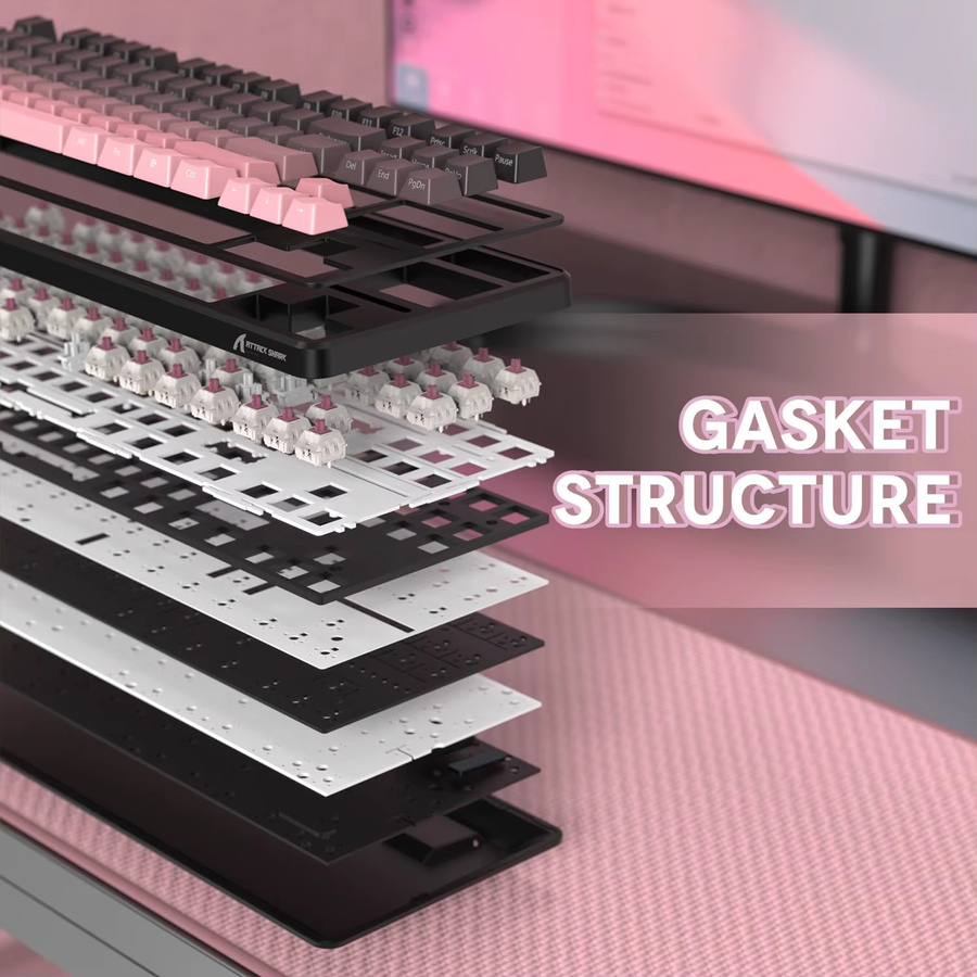 Attack Shark X87 Kabellose mechanische Gaming-Tastatur mit RGB-Hintergrundbeleuchtung und Hot-Swap in Weiß (Bluetooth, 2,4 GHz, USB-C) - Bild 5