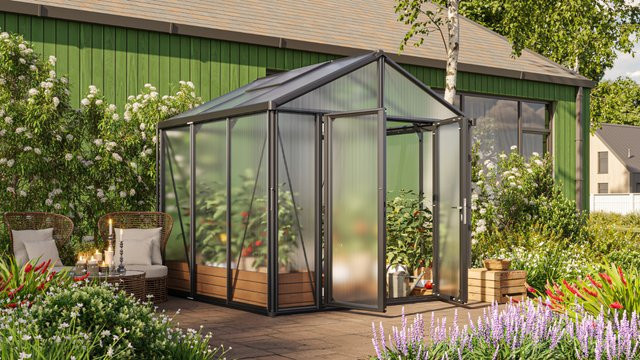 Vitavia Gewächshaus Zeus Comfort 6200 in Schwarz mit 10 mm HKP und integriertem Bodenprofil, 6,2 m² - Bild 1