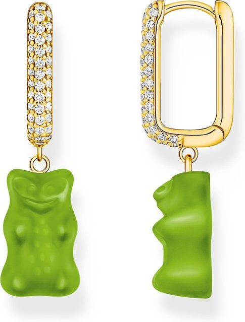 Thomas Sabo Creolen, vergoldet, 925 Silber, grüner Goldbär, Damen - Bild 1