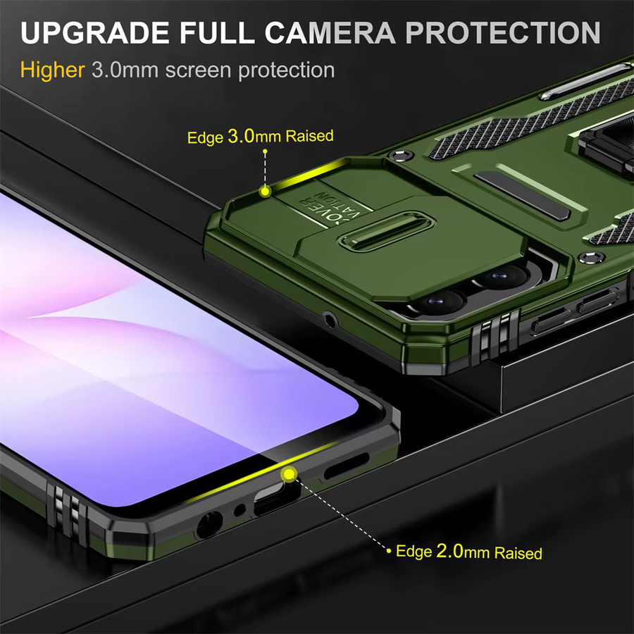 Slide Kamera Schutz Handyhülle für Samsung Galaxy A56 A55 A36 A35 A26 A25 A17 A16 A15 A07 A06 A05S mit 360 Grad Schutz und Kickstand in Rot und Grün - Bild 3