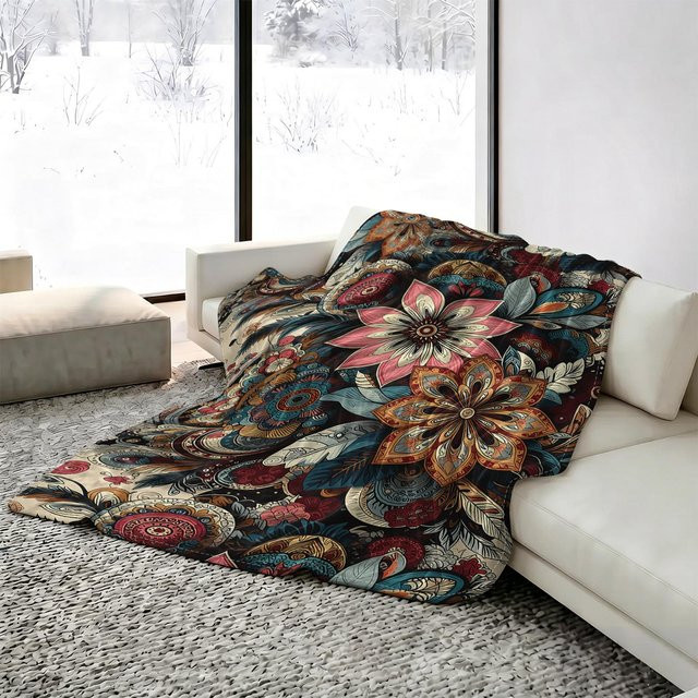 JMG Household Supplies Bohemian tropische florale Kühlende Decke in Multicolour, leichte und atmungsaktive Sommerdecke aus Fleece, B/B: 100 x 150 cm - Bild 1