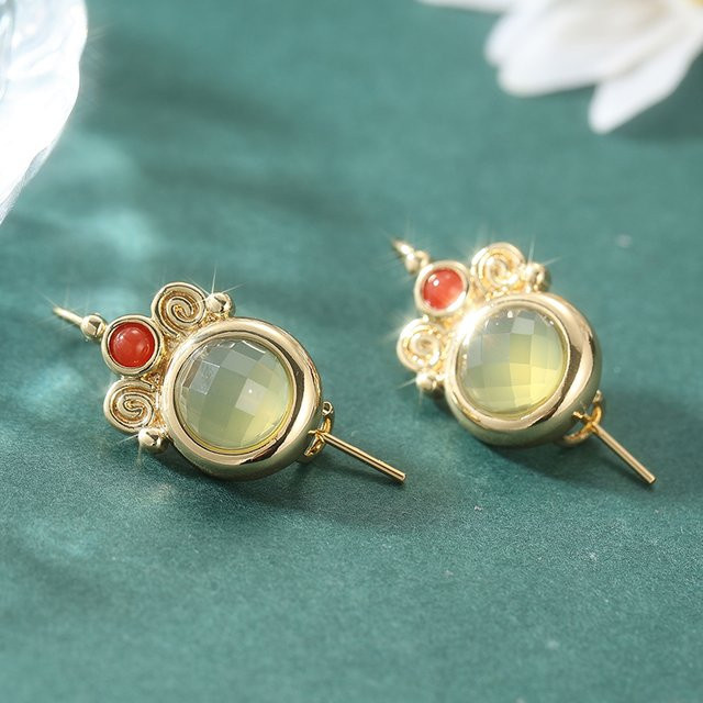 YoYo Ohrring, Goldfarben, Zirkonia, Damen, Vintage - Bild 1