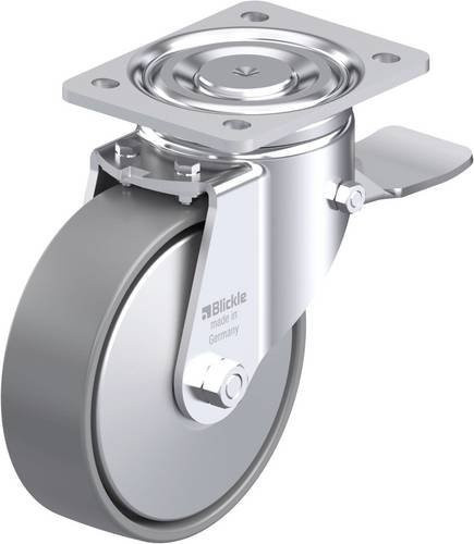 Blickle Stahlblech-Lenkrolle LH-PO 160G-ST-ELS-FA in Grau mit 160 mm Rad-Durchmesser und 450 kg Tragfähigkeit - Bild 1