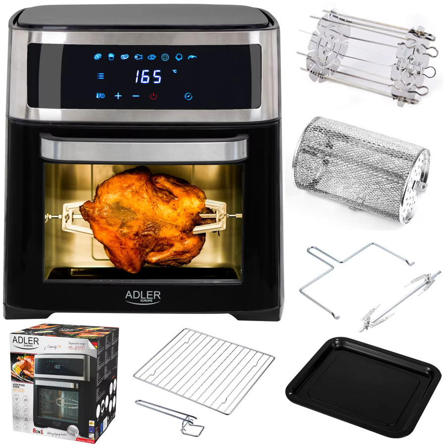 Adler Ofen Fat Free 13L in Schwarz mit 2500W, 8-in-1-Funktion, Konvektion und LED-Anzeige - Bild 4