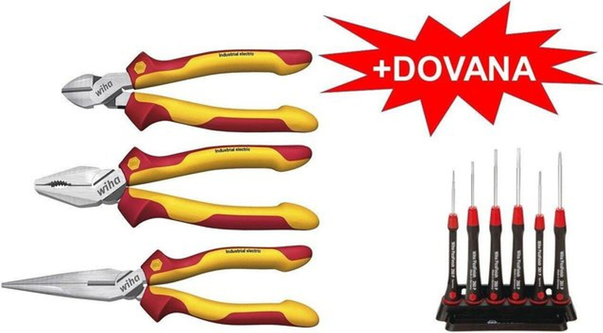 Wiha Zangen-Set Industrial Electric 3-teilig in Gelb-Rot mit Kombizange, Flachrundzange und Seitenschneider - Bild 2