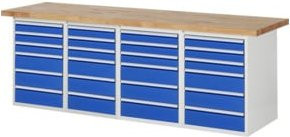 Rau Werkbank 7515A5 in Blau mit 24 Schubladen, B: 250 cm, T: 70 cm, H: 84 cm - Bild 1