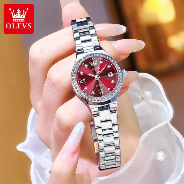 OLEVS Armbanduhr, Edelstahl, Diamant, Damen, Lila - Bild 1