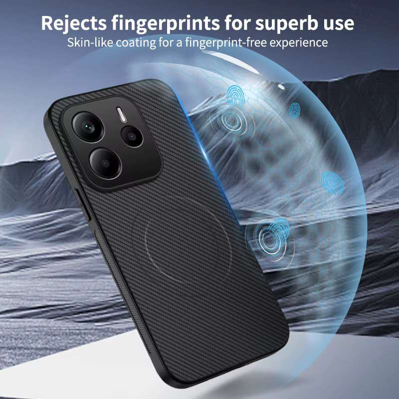 Magnetische Business Schutzhülle aus Carbon Faser Textur und PU-Leder für Xiaomi Redmi Note 13, Note 14 Pro +, Note 13C und Redmi A3 in Schwarz - Bild 5