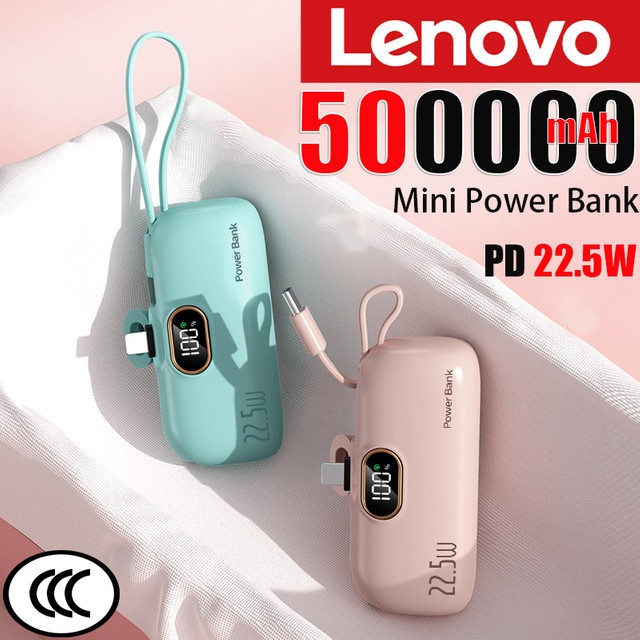 Lenovo Mini-Kapsel-Powerbank mit 50000 mAh und 22,5 W Schnellladefunktion in Grün - Bild 1