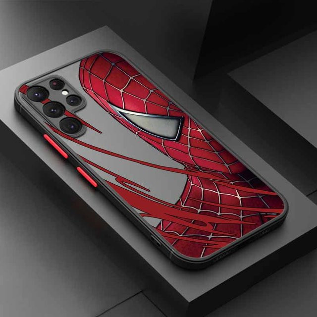 Matt durchscheinende Handyhülle mit Spider-Man und Iron Man Design für Samsung Galaxy S25 S24 S23 S22 S21 S20 S10 FE Ultra Plus Lite in Multicolour - Bild 1