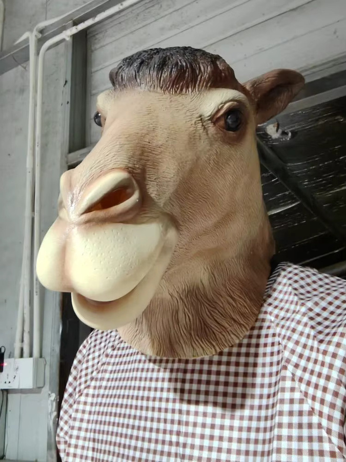 Kamel Latex Maske, Tier Kopfbedeckung, Braun - Bild 7