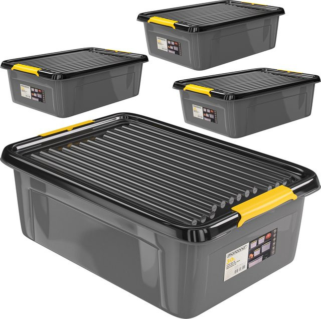 MONZANA Aufbewahrungsbox 4er-Set in Grau/Anthrazit, stapelbar, B/T/H: 58 x 39 x 16 cm - Bild 1