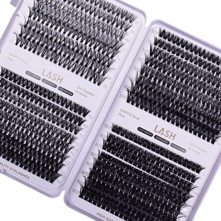 JIEFUXIN Wimpern-Cluster DIY, 640 Stück, D-Curling, Unisex - Bild 4