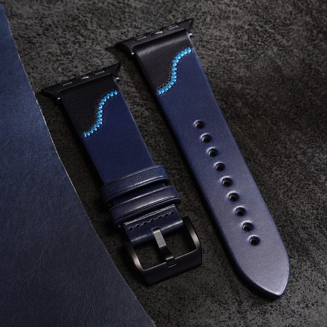 MAIKES Uhrenarmband Leder, Bicolor, passend für Apple Watch Ultra 49 mm, 46 mm, 45 mm, 42 mm - Bild 1