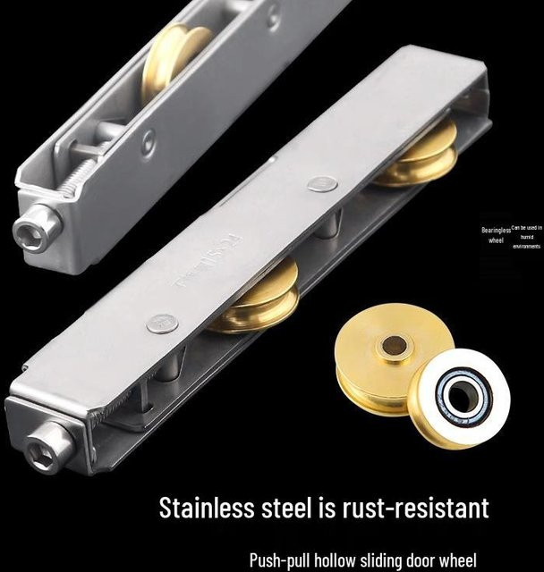Bodenrolle aus Aluminiumlegierung und Edelstahl für Glasschiebetüren oder UPVC-Türen, Farbe: Silber, mit Doppel-Kupferrad, Maße: 15 x 24 mm - Bild 1