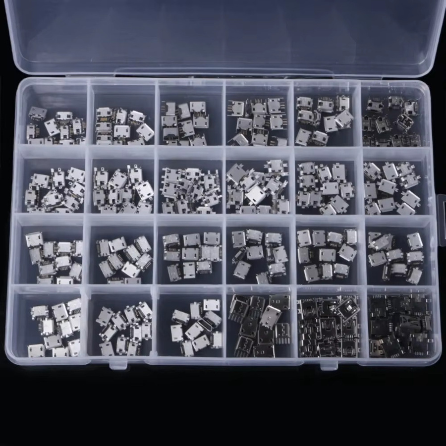 240 Teile Micro USB Stecker Kit mit 24 Modellen für SMD und DIP Lötarbeiten in Silber - Bild 3