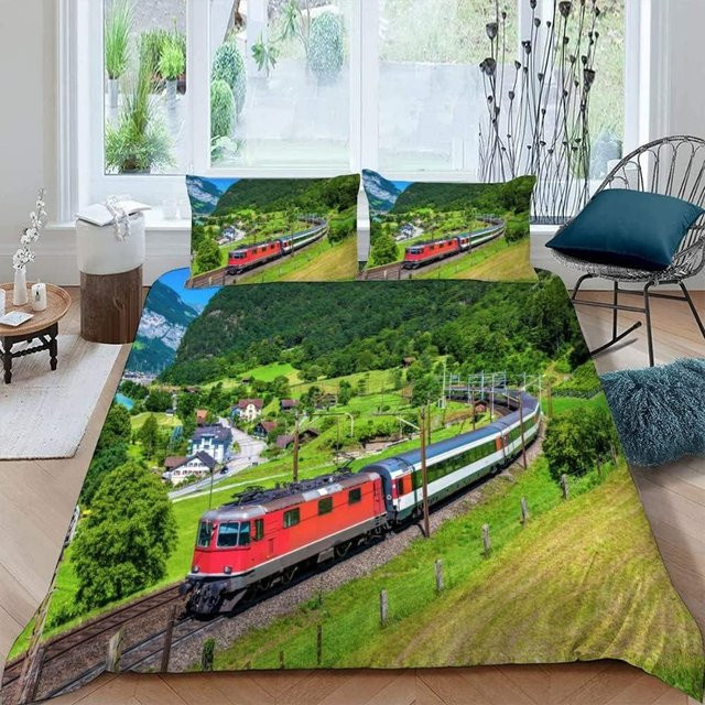 ZbrFive Bettwäsche-Set mit 3D-Druck Zug und Eisenbahn-Motiv aus Mikrofaser, Multicolor, B/H: 140 x 200 cm - Bild 1