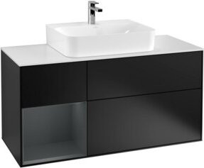 V&B Waschtischunterschrank Finion mit Wandbeleuchtung in Schwarz lackiert, Breite: 120 cm, Tiefe: 50,1 cm, Höhe: 50,1 cm - Bild 1