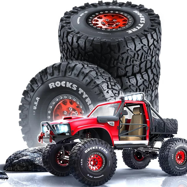 Axial RC Auto 4-teiliges Set, 1,9" Beadlock Felgen & Gummireifen - Bild 1