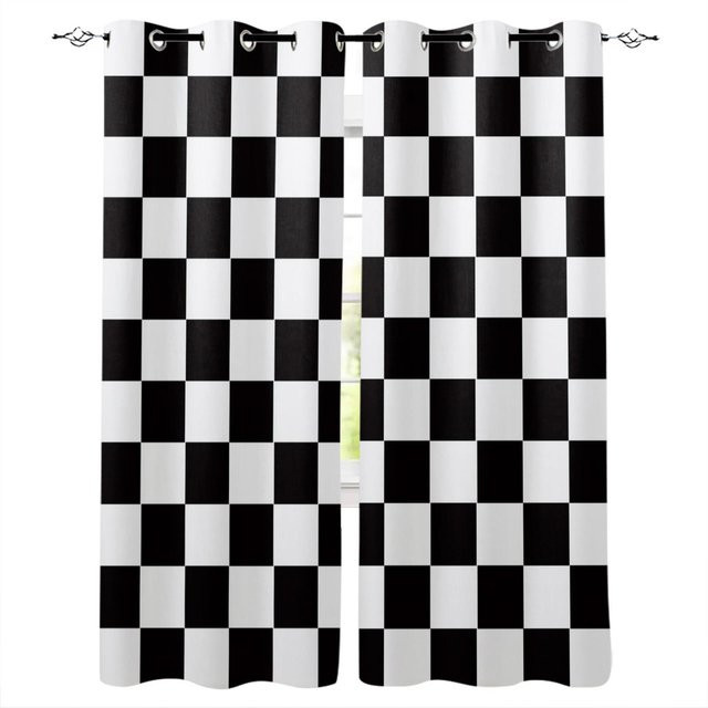 A Family Of Home Textiles Semi-transparente Streifen-Fenstervorhänge in Schwarz-Weiß, 2er-Set, Breite: 60 cm, Höhe: 150 cm - Bild 1