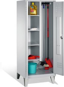 C+P Möbelsysteme Putzmittel-Spind Classic mit 2 Abteilen in Lichtgrau, H: 185 cm, B: 81 cm, T: 50 cm - Bild 1