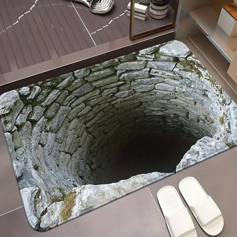 Rutschfeste Mikrofaser Fußmatte mit optischer Illusion Abgrund Muster von Fancy Homeware, grau, B/T: 40 x 60 cm - Bild 2