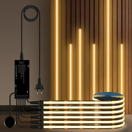 MALITAI COB LED-Streifenlicht Set in Schwarz, dimmbare 12V Wandleuchte mit Touch-Dimmer für Schrank- und Möbelbeleuchtung, warmweiß