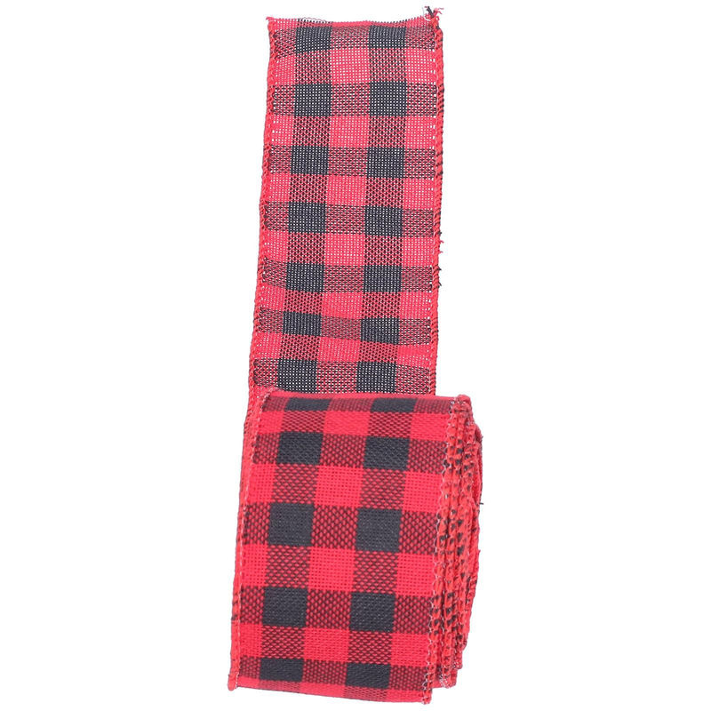TOMTOP JMS Weihnachtsband kariert mit Metallrand in Schwarz-Rot, 5 m Länge für DIY Geschenkverpackungen und Dekoration - Bild 4