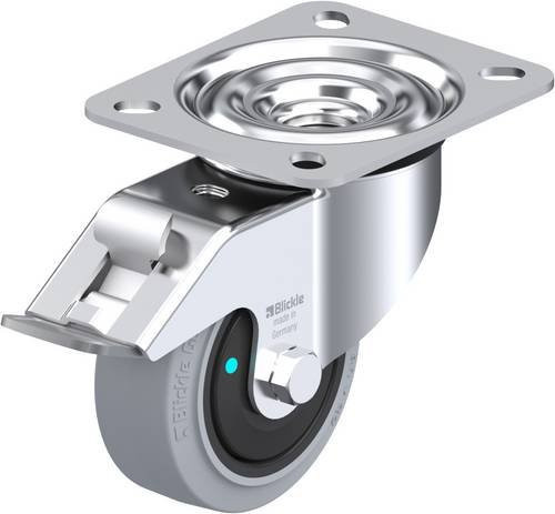Blickle Lenkrolle mit Feststeller 850080 LE-POEV 80KFD-FI-SG, Rad-Durchmesser: 80 mm, Tragfähigkeit: 140 kg, Farbe: Grau/Schwarz/Silber - Bild 1