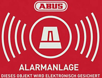 ABUS AU1422 Warnaufkleber für Alarmanlagen in Rot, B: 1,48 cm, H: 1,05 cm - Bild 1