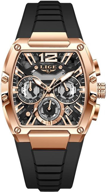 LIGE Armbanduhr Chronograph, Quarz, Gold/Schwarz, Herren - Bild 1
