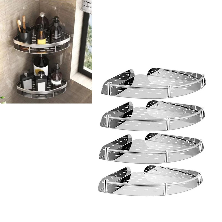 Neoglint 4er-Set Eckregal aus Edelstahl für Badezimmer und Küche, silber, Wandmontage - Bild 2