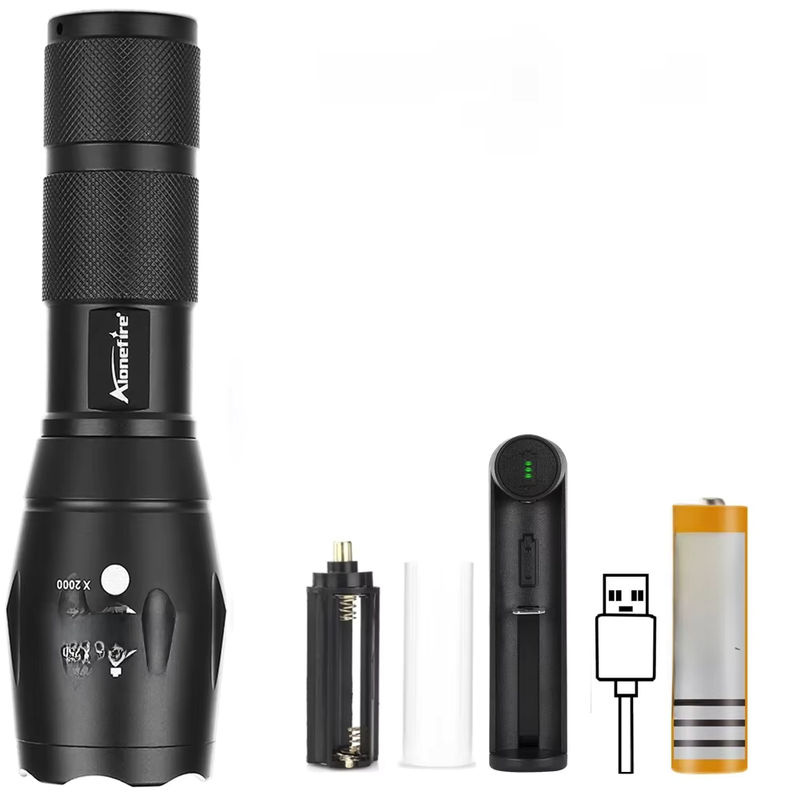 Alonefire 10W Zoom LED Taschenlampe aus Aluminium in Schwarz für Outdoor, Camping und Jagd - Bild 7