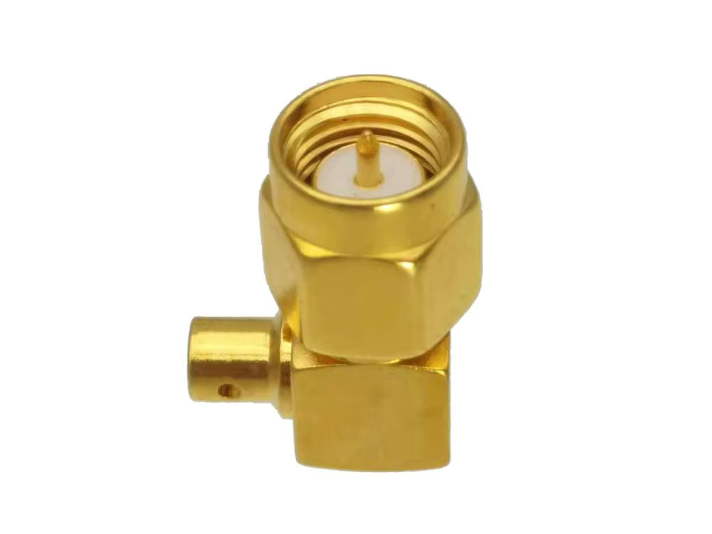 10 Stück SMA Stecker RG405 für halbstarres Kabel, rechtwinklig, 50 Ohm HF Koaxial-Steckverbinder, Goldfarben - Bild 1