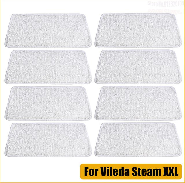 Vileda Ersatz-Mikrofasertücher für Steam XXL und Plus XXL Dampfreiniger, Waschbare Tiefenreinigungspads, Farbe: Weiß, B/T/H: 39,5 x 18,0 cm - Bild 1