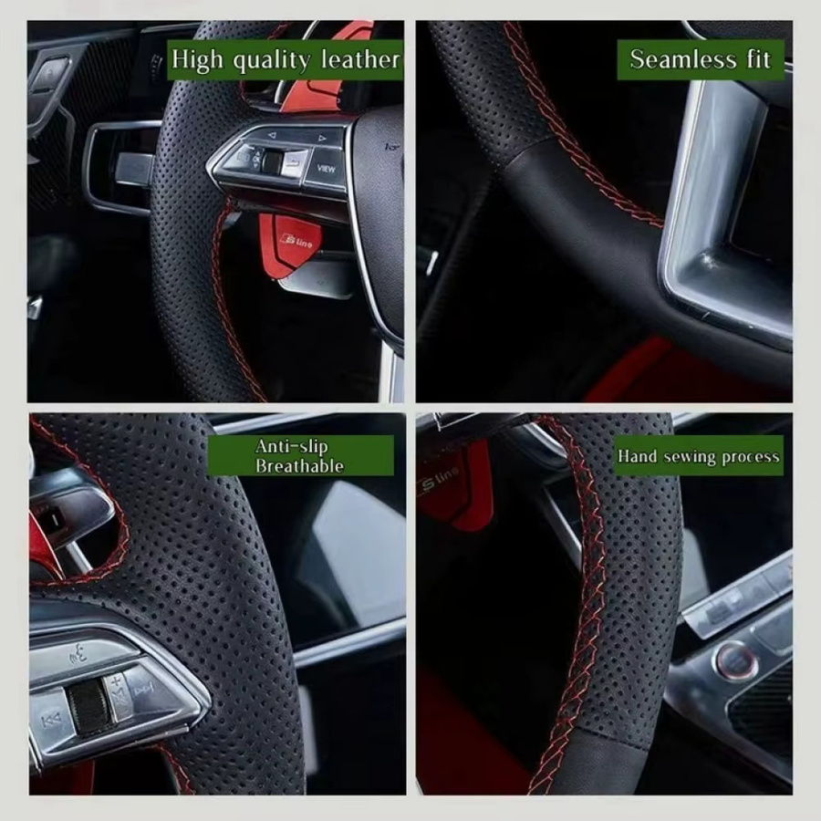 Lenkradabdeckung aus Geflecht für Honda Civic 2014-2018 in Schwarz - Bild 2